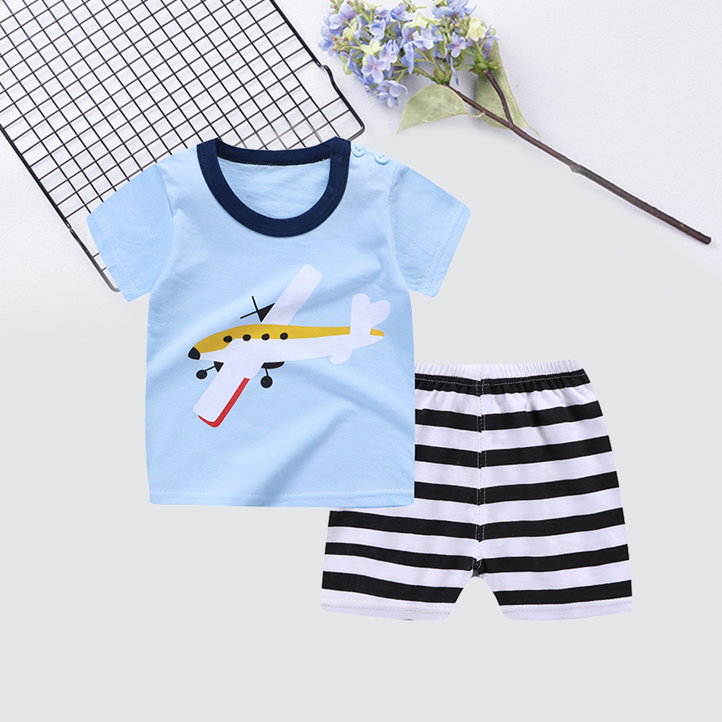 

Baby / Toddler Boy Airplane Print Tee and Striped Shorts Set