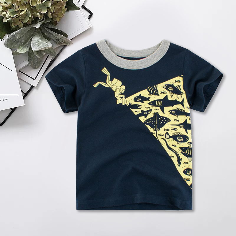 

Toddler Cartoon Underwater World Fish Print Tee