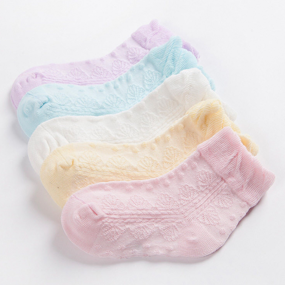 

5-pack Solid Floral Embroidered Breathable Socks