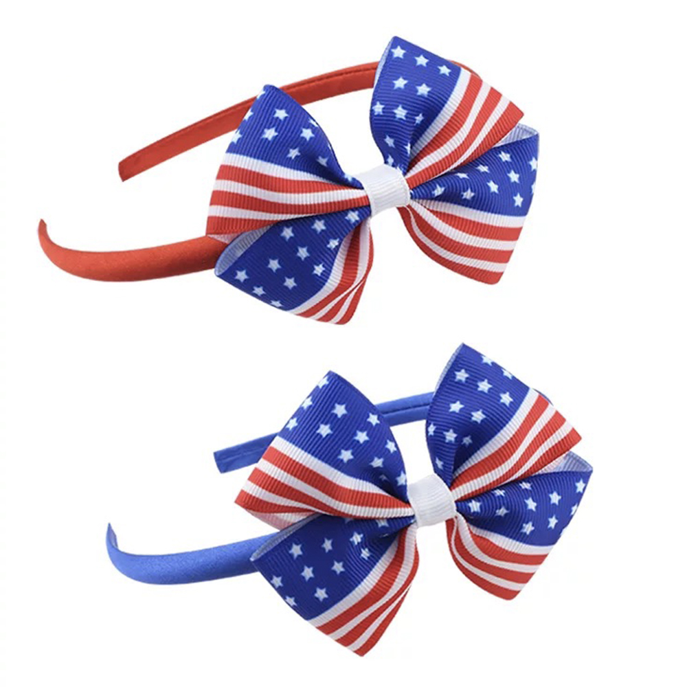 

Independence day American Flag Design Stars Stripe Print Bow Headband for Girls