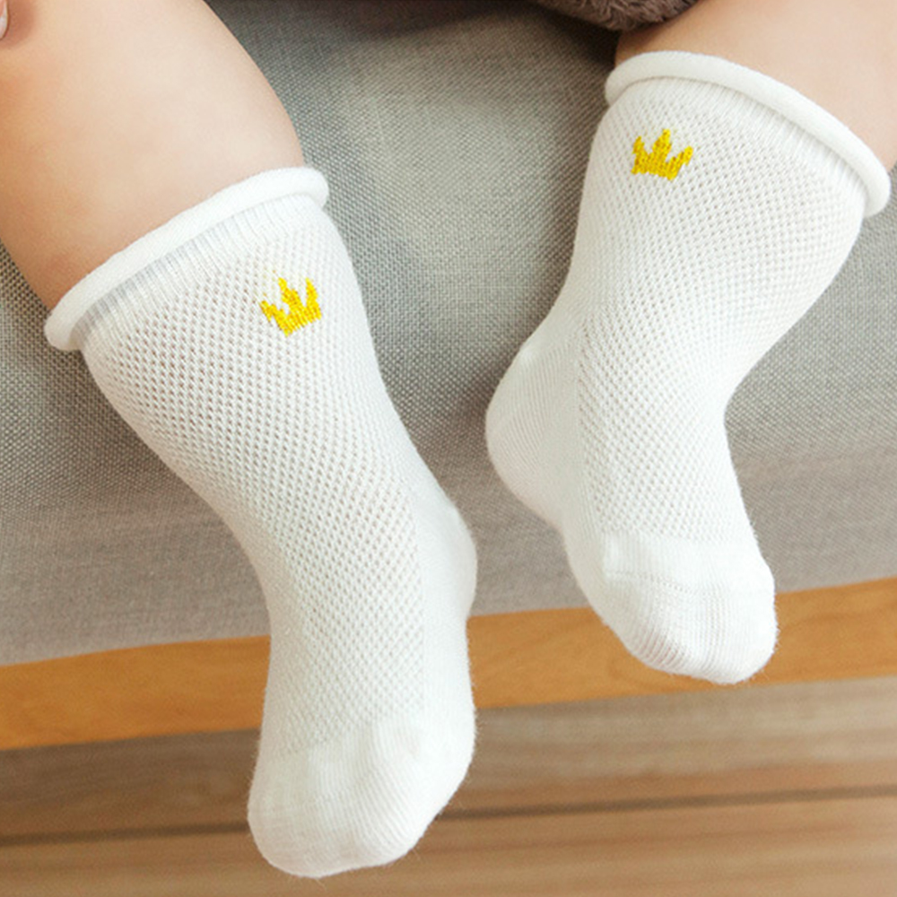 

3-piece Baby / Toddler Breathable Soft Crown Decor Thin Socks