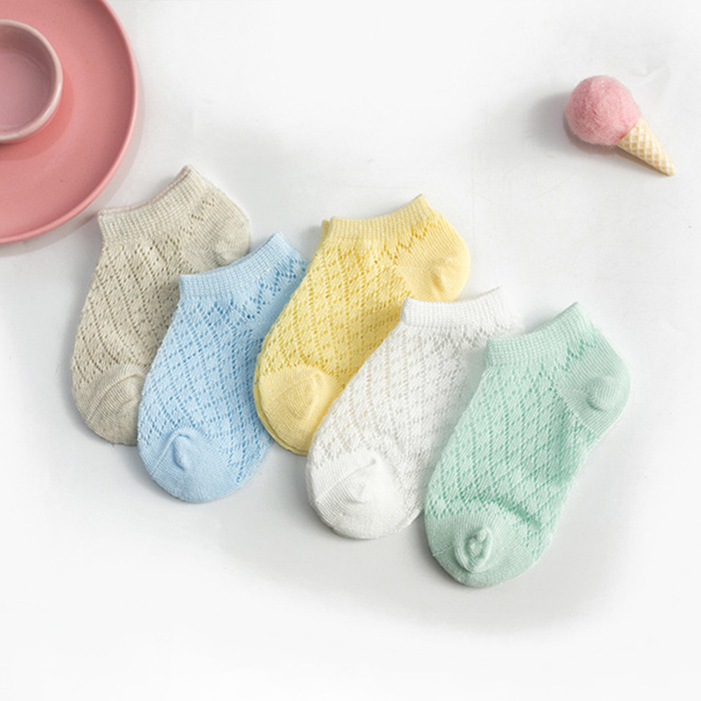 

5-piece Baby / Toddler Breathable Solid Hollow Out Mesh Thin Socks