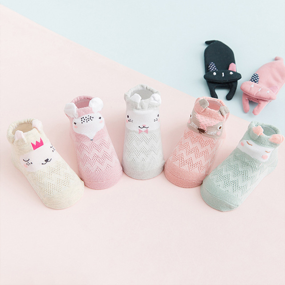 

5-piece Baby / Toddler Breathable Cartoon Animal Design Hollow Out Mesh Socks