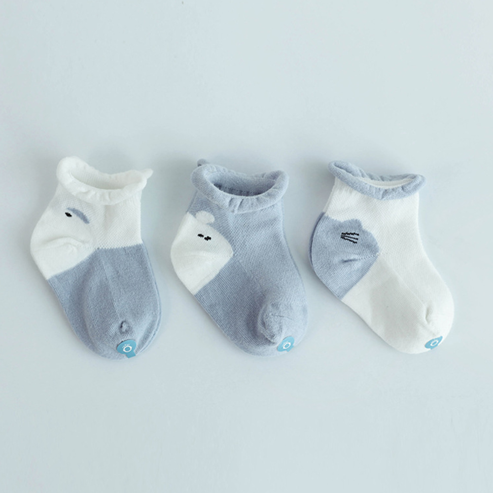 

3-piece Baby Eye Print Cotton Socks Set