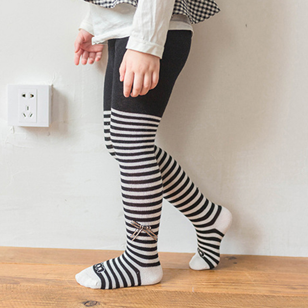 Baby / Toddler Striped Solid Splice Bowknot Pantyhose