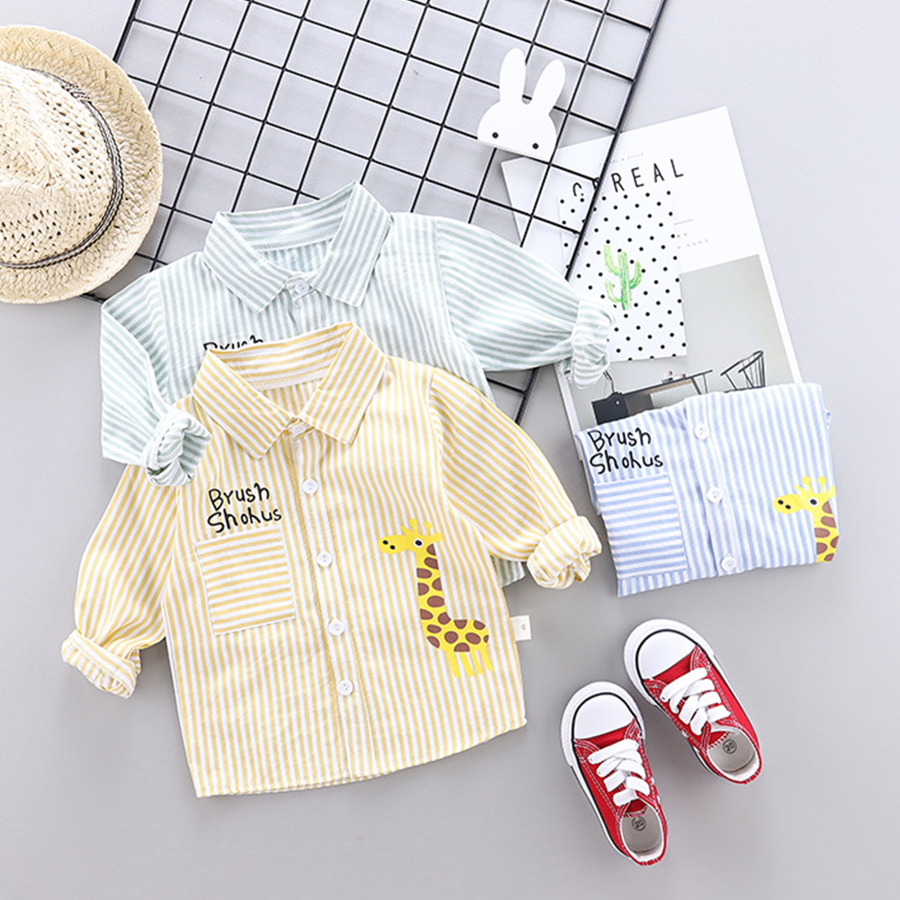 

Baby / Toddler Boy Adorable Giraffe Print Striped Shirt (No shoes and hat)