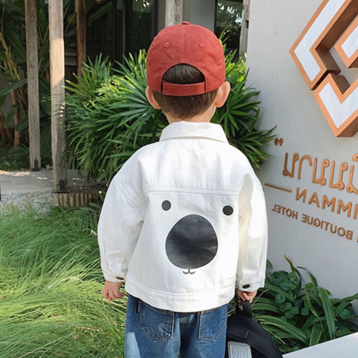 

Baby / Toddler Boy Stylish Cartoon Print Solid Denim Jacket