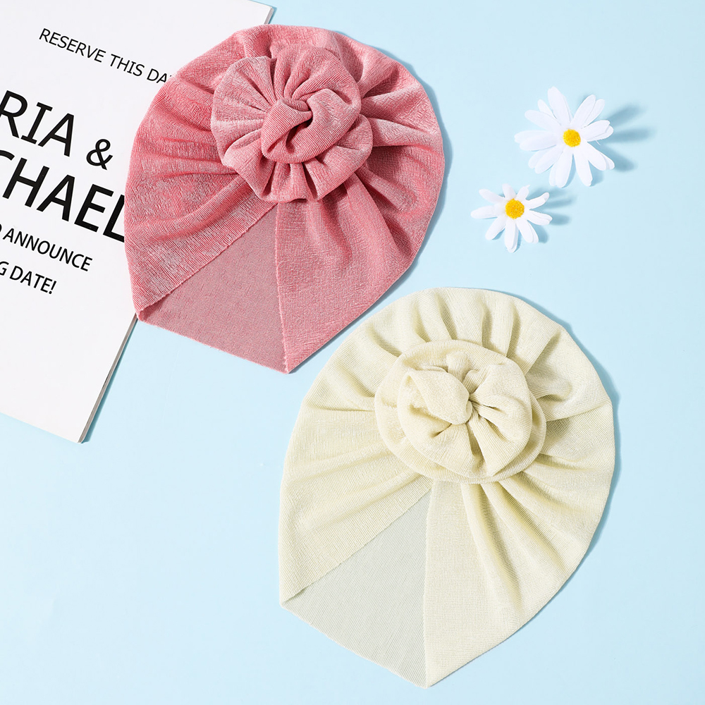 

2-pack Baby / Toddler Floral Decor Pure Color Hat