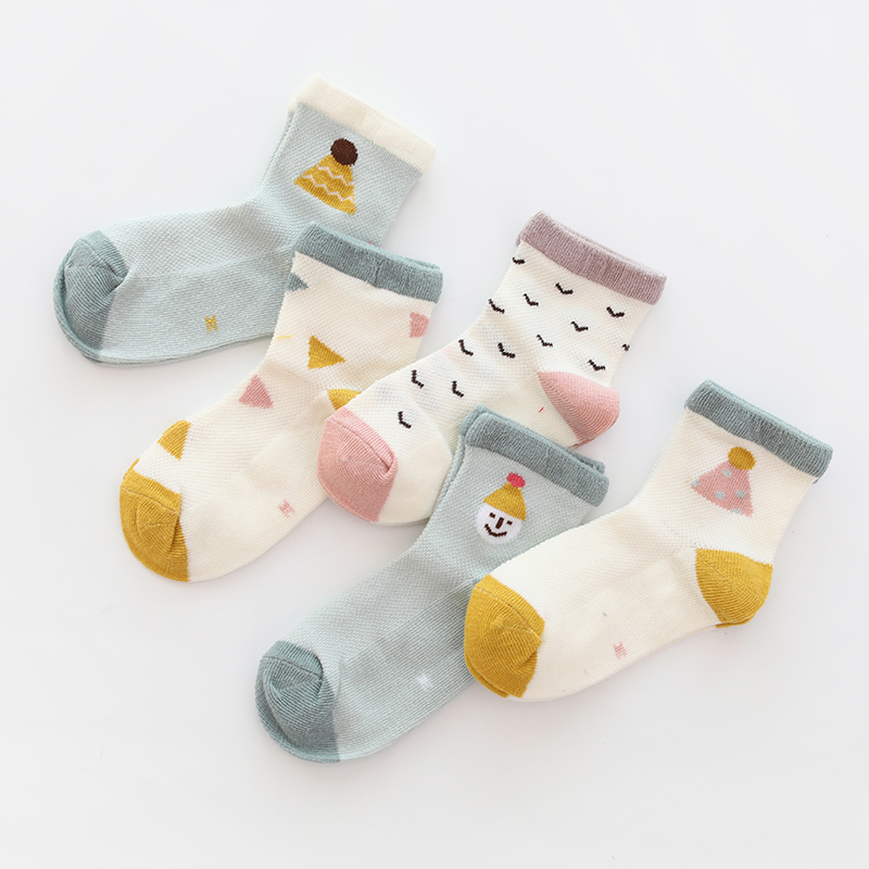 

5-pack Color Block Lovely Cotton Breathable Antiskid Socks