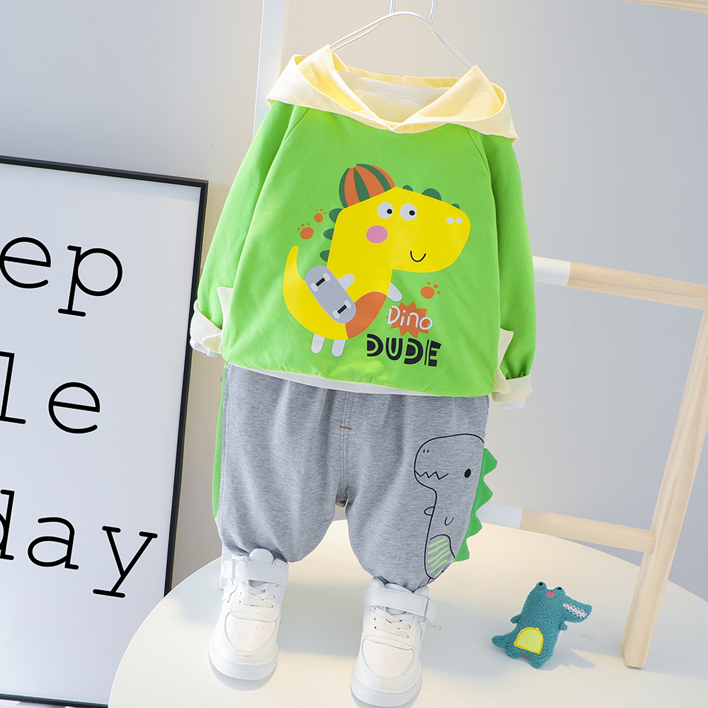 

2-piece Baby / Toddler Cute Dinosaur Hooded Long-sleeve Pullover and Pants Set