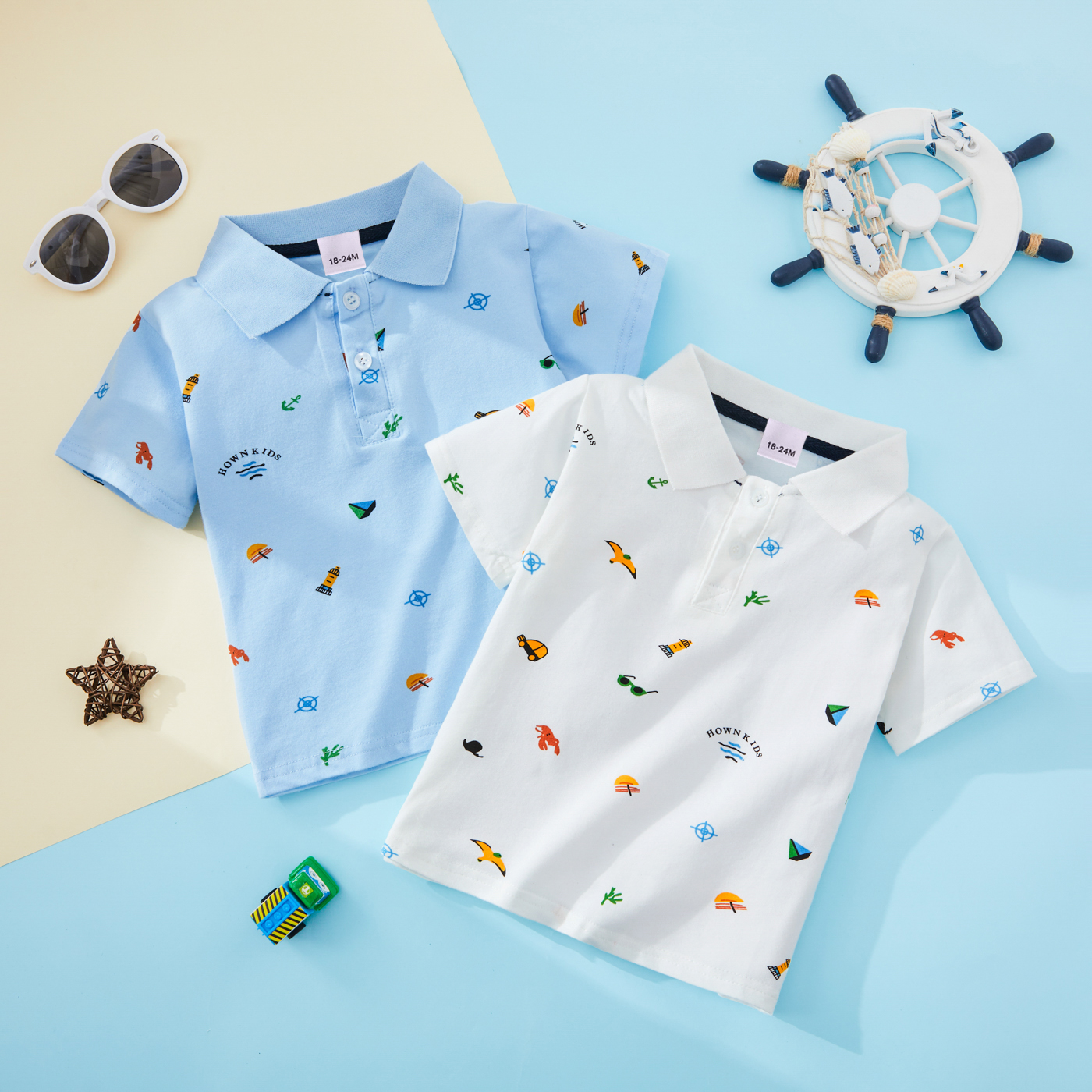 

1pc Toddler Boy Cotton Short-sleeve Casual Polo Shirt
