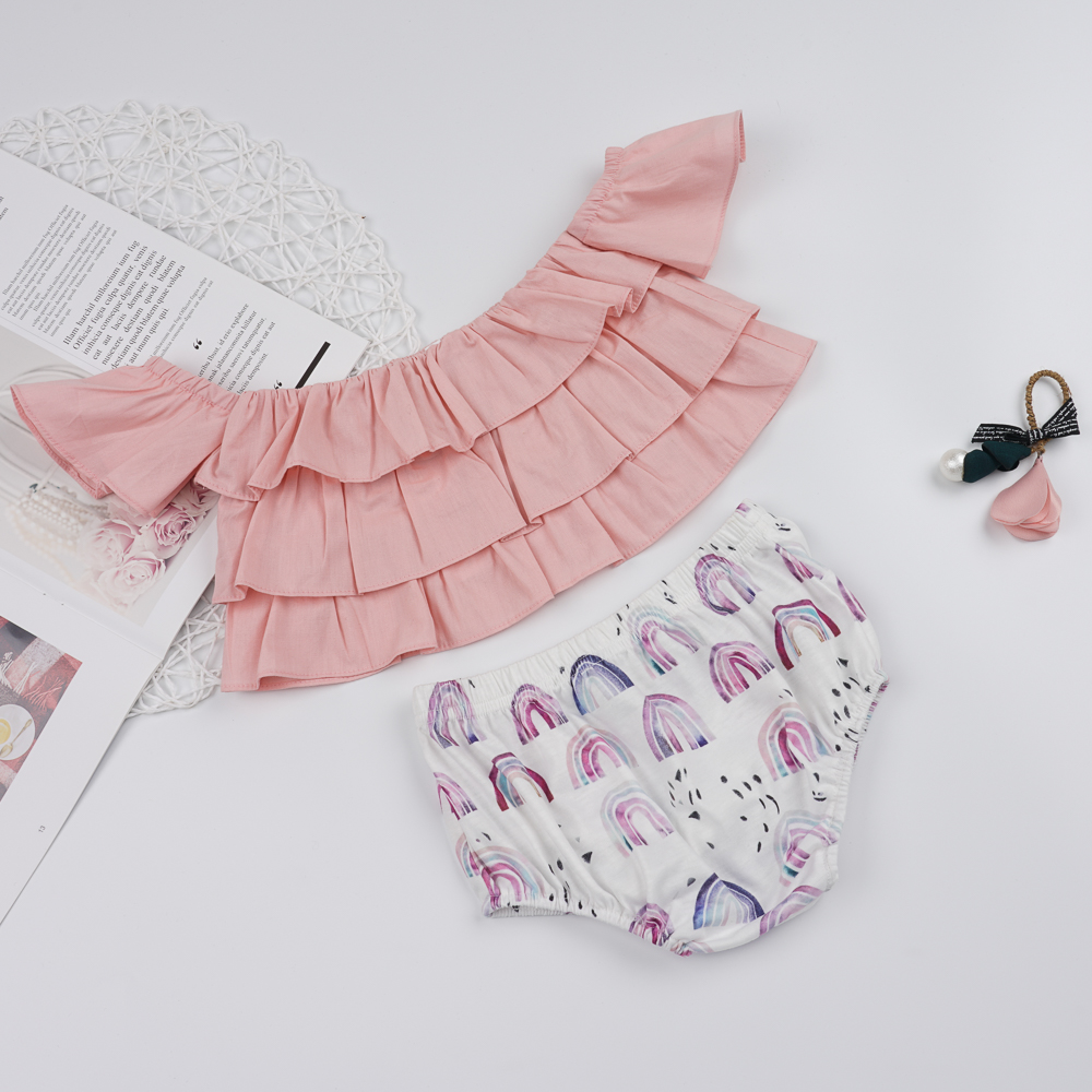 

Ruffle-sleeve Top and PP Shorts Set