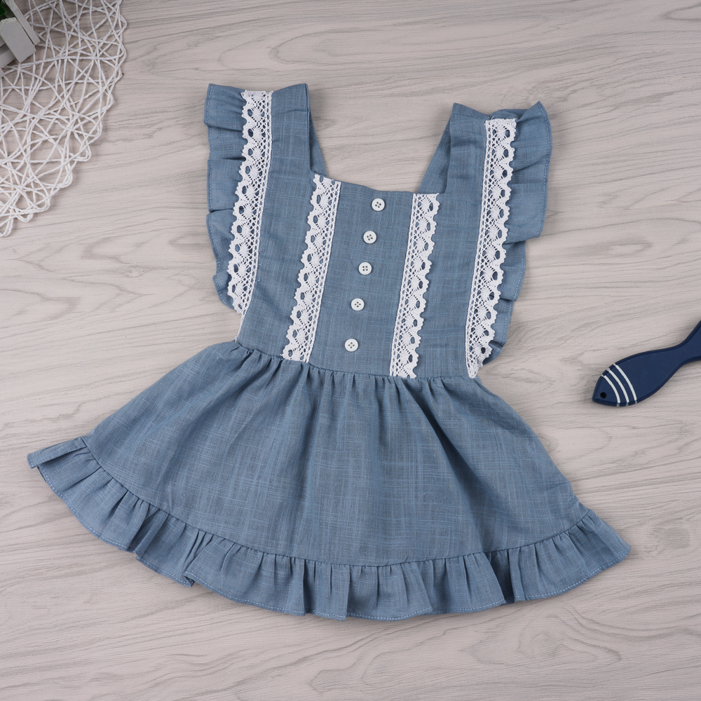 

Baby Button Front Ruffled Backless Sleeveless Dress