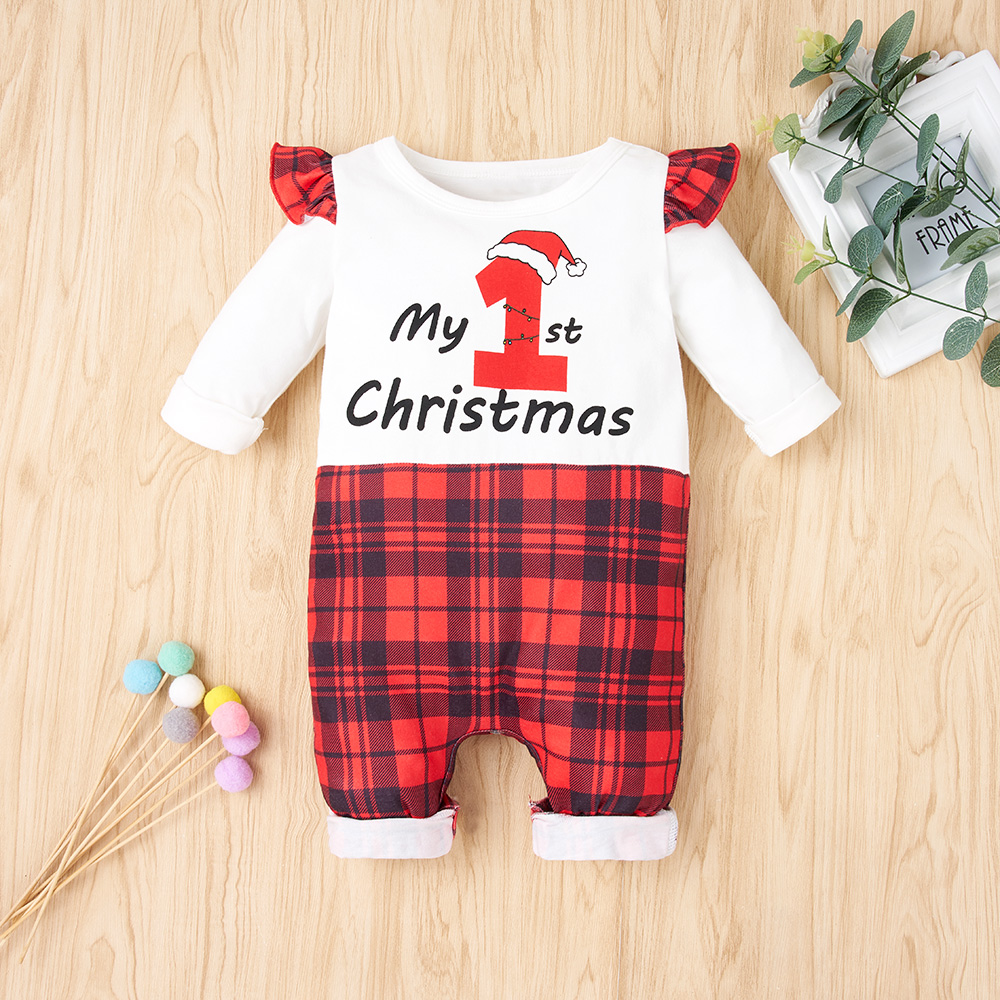 

Baby Christmas Ruffled Plaid Jumpsuit