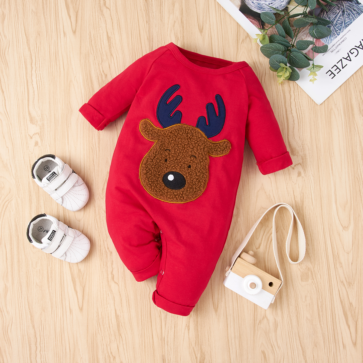 

Baby Elk Applique Christmas Jumpsuit