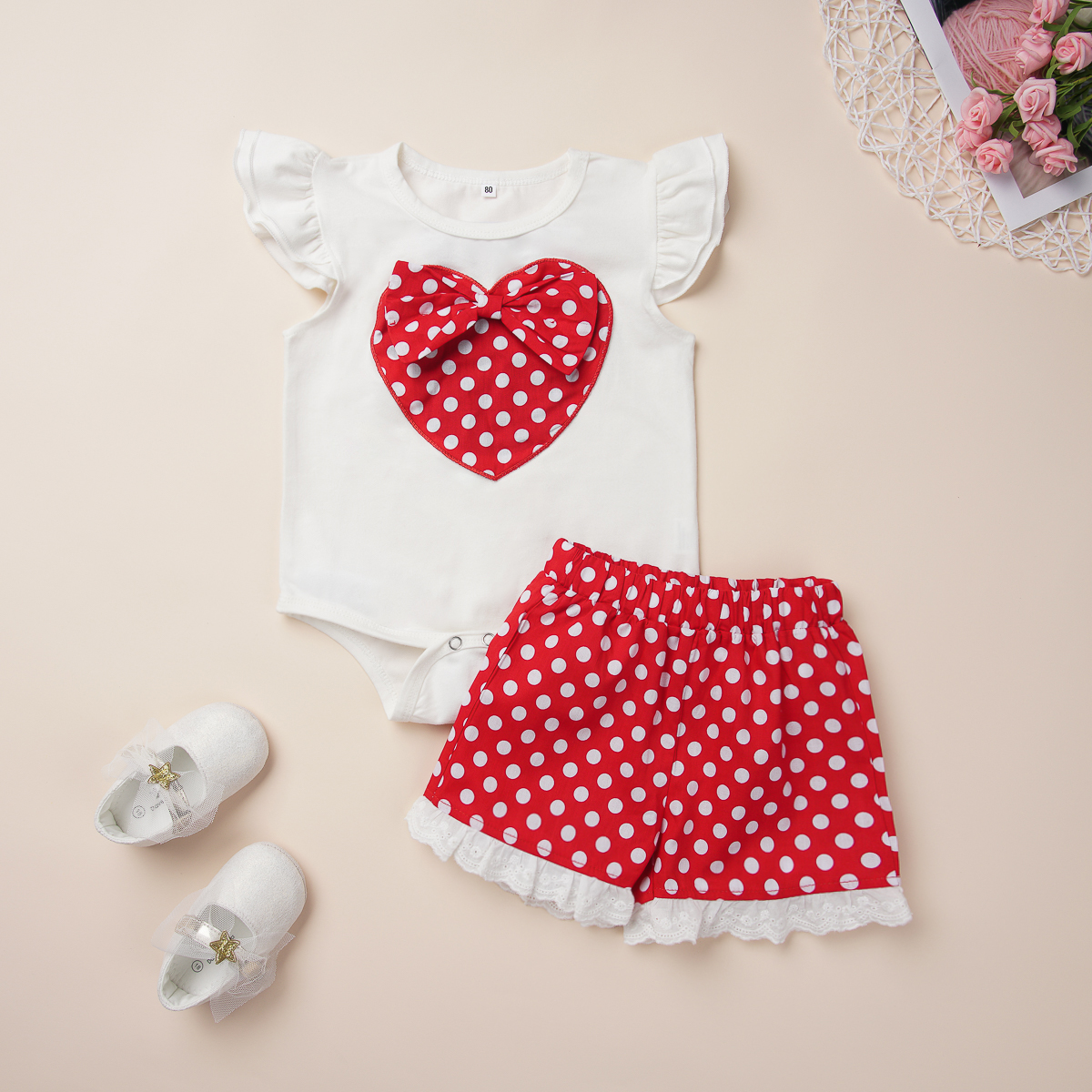 

Baby Girl Sweet Heart-shaped Baby's Sets