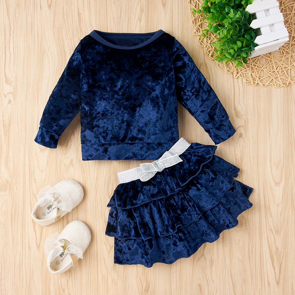 

2-pcs Baby Girl elegant Suit-dress Long-sleeve Children's Princess Dresses
