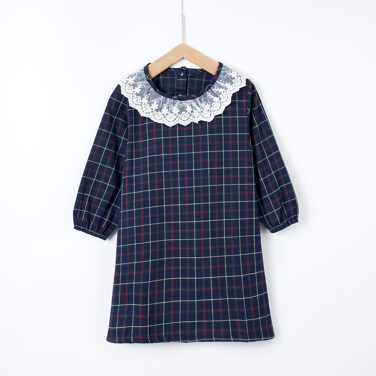 

Trendy Plaid Mesh Longsleeves Dress