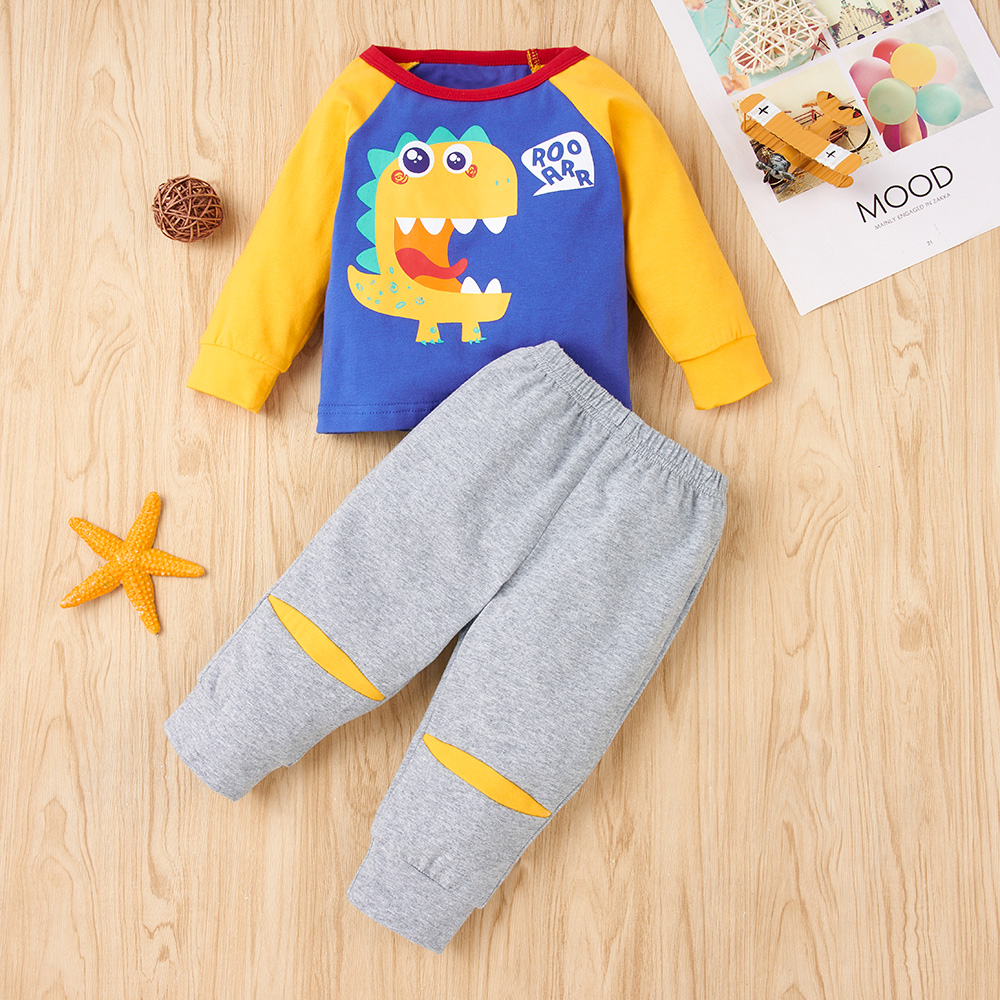 

2pcs Baby Boy casual Animal & Dinosaur Baby's Sets Cotton Long-sleeve Infant Clothing Outfits