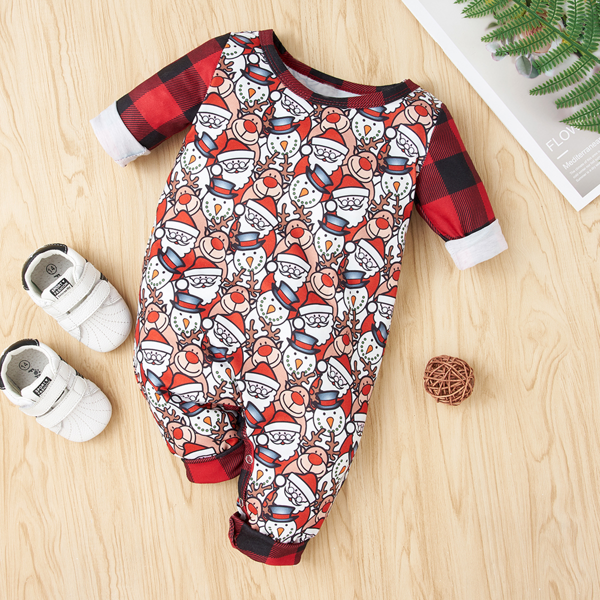 

Baby Christmas Santa Plaid Jumpsuit