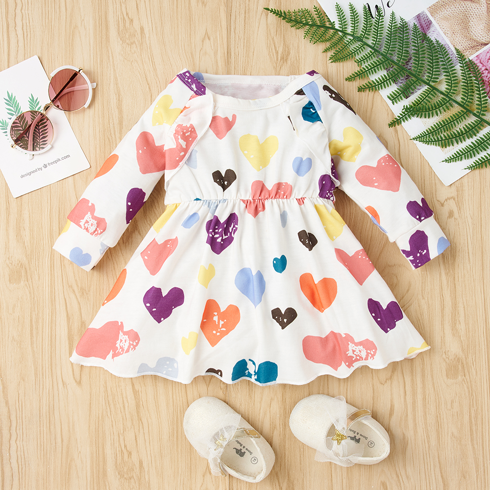 

Baby Girl Heart-shaped Sweet Dress Long-sleeve dance Skirt cute Baby Girl Dress
