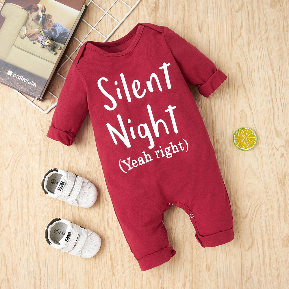 

Baby SILENT NIGHT Letter Jumpsuit