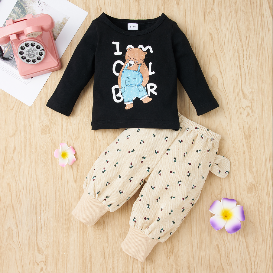 

2pcs Baby Unisex Sweet Animal & Polar bear Baby's Sets Cotton Fashion Long Sleeve Infant Clothing Outfits