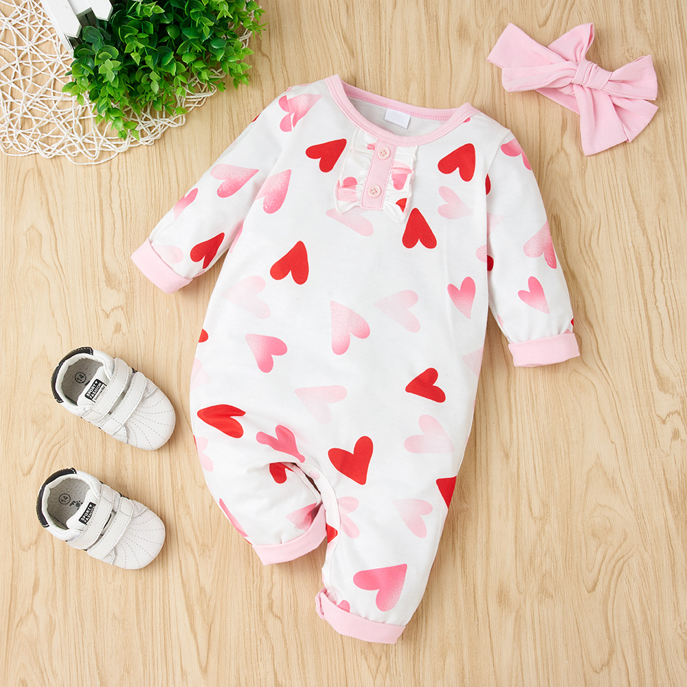 

Baby Girl Sweet Heart-shaped Jumpsuits