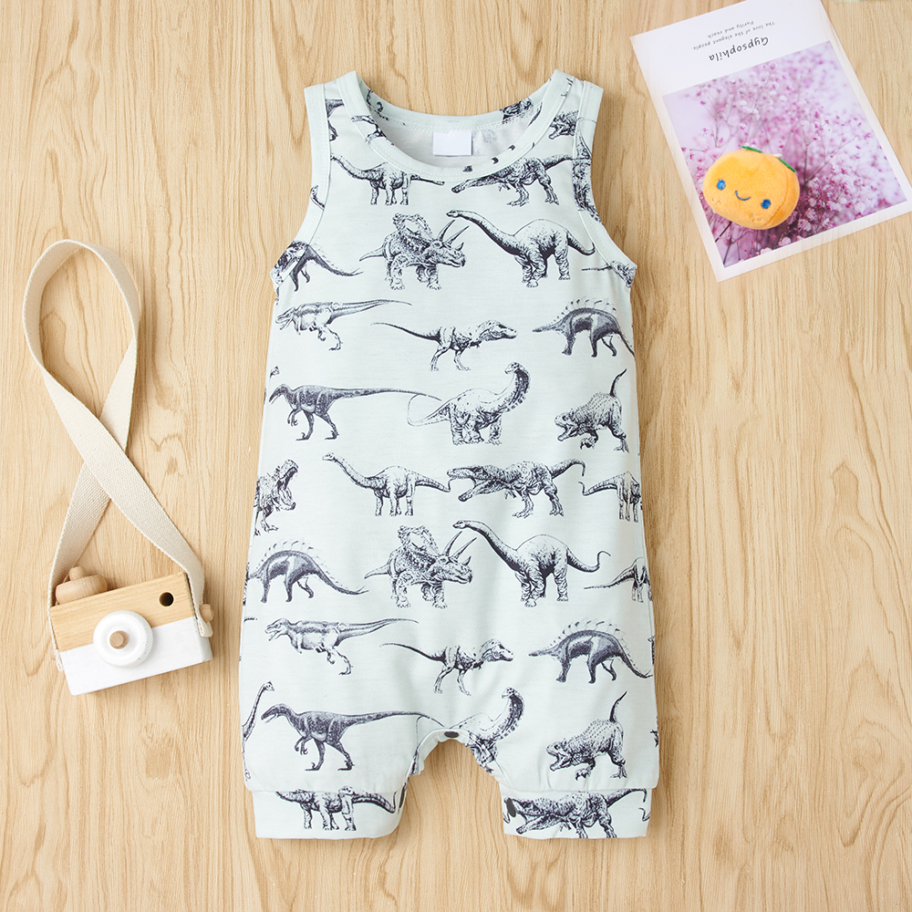 

Baby Dinosaur Print Sleeveless Romper