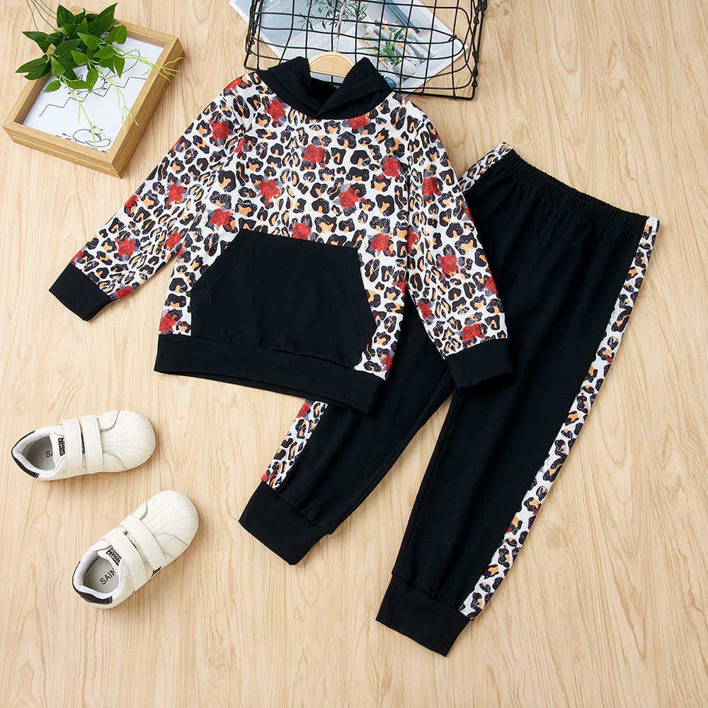 

2-piece Baby / Toddler Leopard Hooded Top and Pants Set