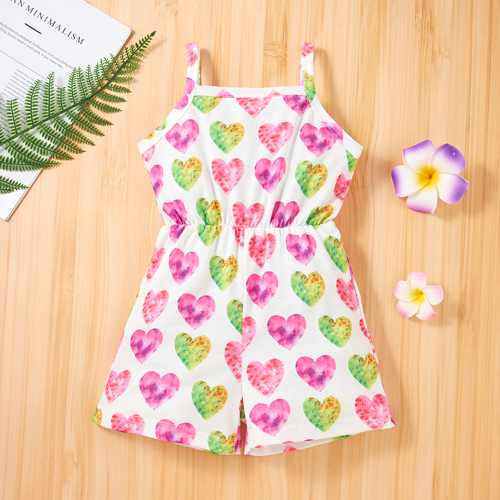

Toddler Girl Love Heart Print Jumpsuit