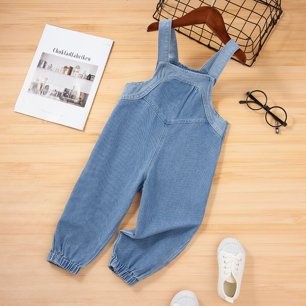 

Toddler Girl Casual Button Design Denim Overalls