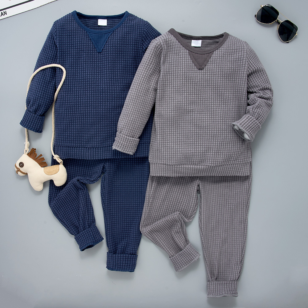 

2-piece Toddler Boy/Girl Textured Solid Pullover and Elasticized Pants Set
