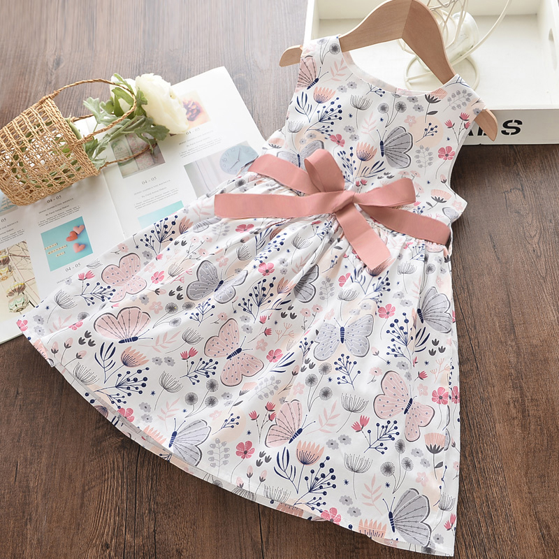 

Toddler Girl Pretty Butterfly Print Bowknot Dress