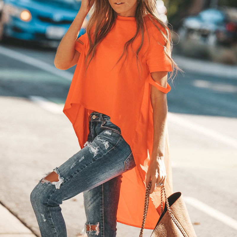 

Stylish Loose Irregular Short-sleeve Top