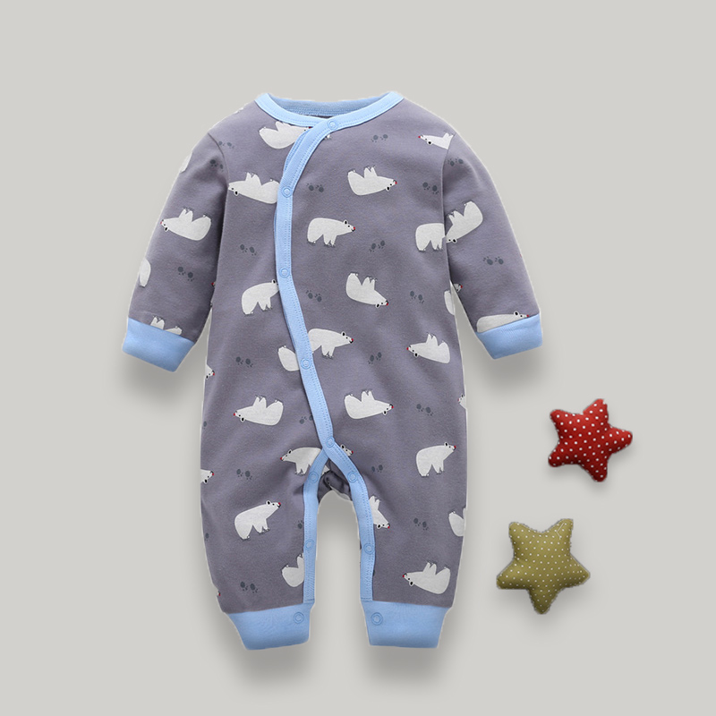 

Cute Polar Bear Print Long-sleeve Jumpsuit in Grey for Baby