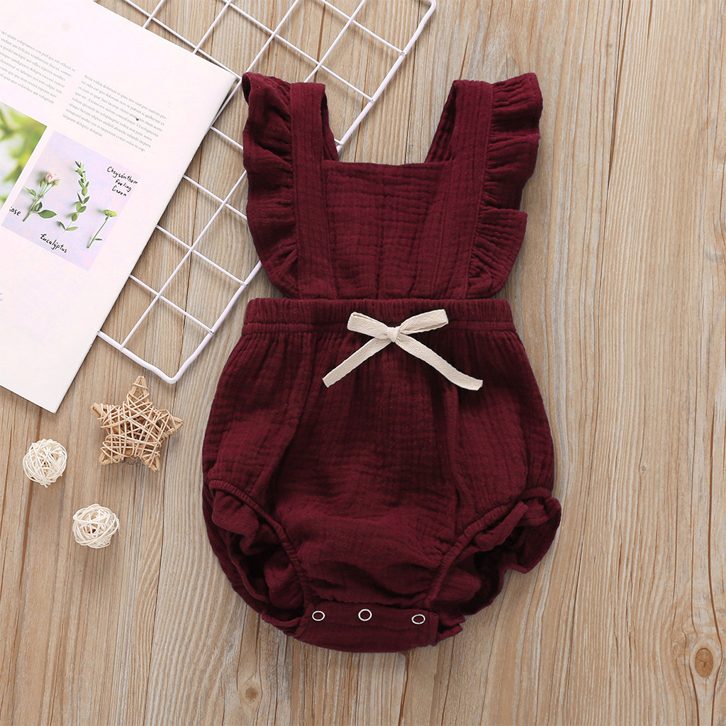 

Baby / Toddler Ruffled Solid Backless Bodysuit