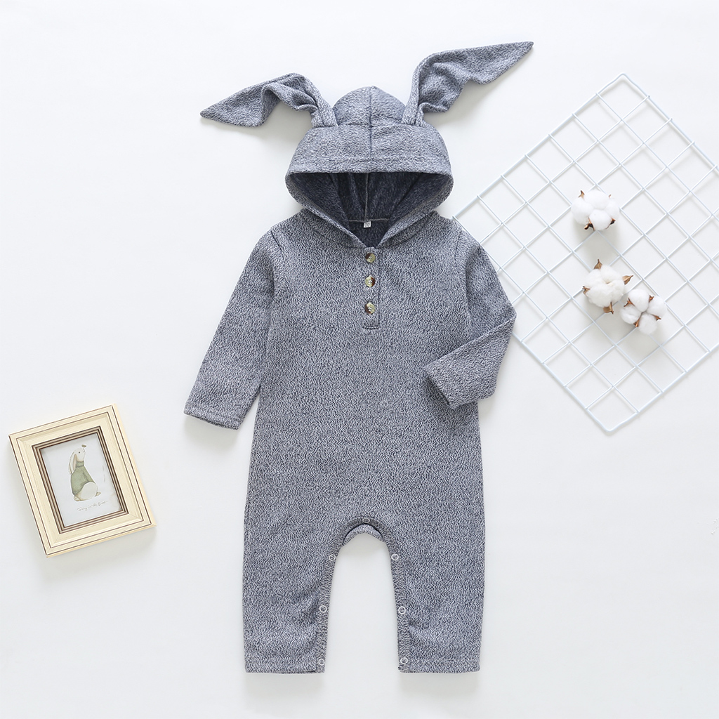 

Baby 3D Ear Rabbit Zipper Design Jumpsuit