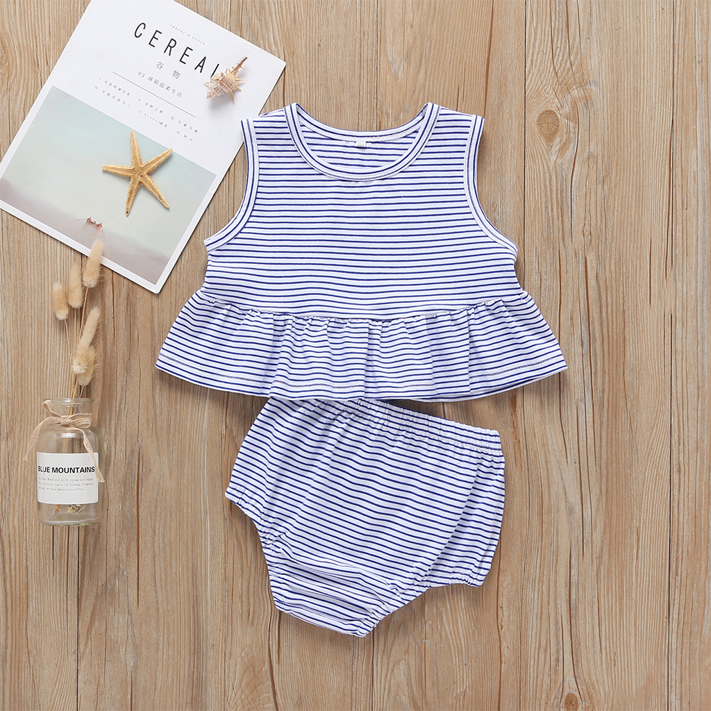 

Baby / Toddler Trendy Striped Sleeveless Top and Shorts Set