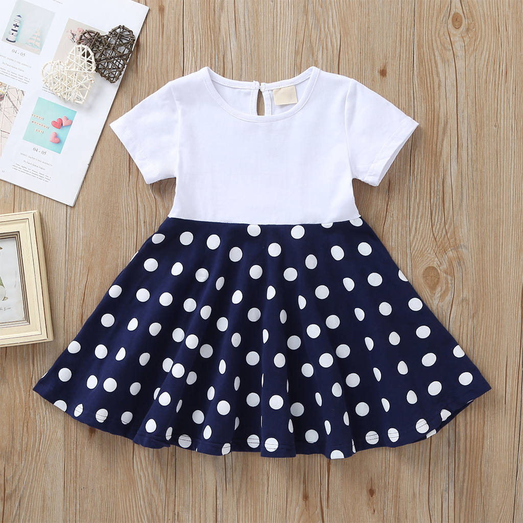 

Baby / Toddler Lovely Solid Polka Dots Splice Dress