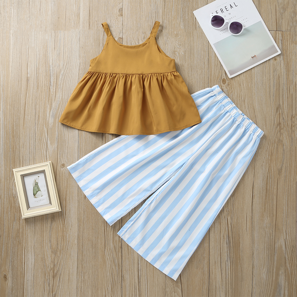 

Baby / Toddler Solid Strappy Top and Striped Pants Set