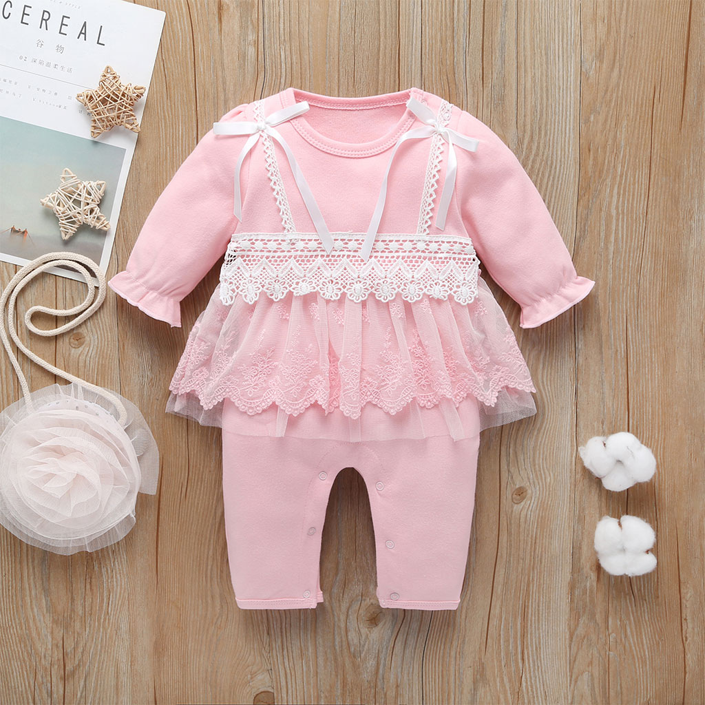 

Baby Girl Lace Hollow Tulle Long-sleeve Jumpsuit