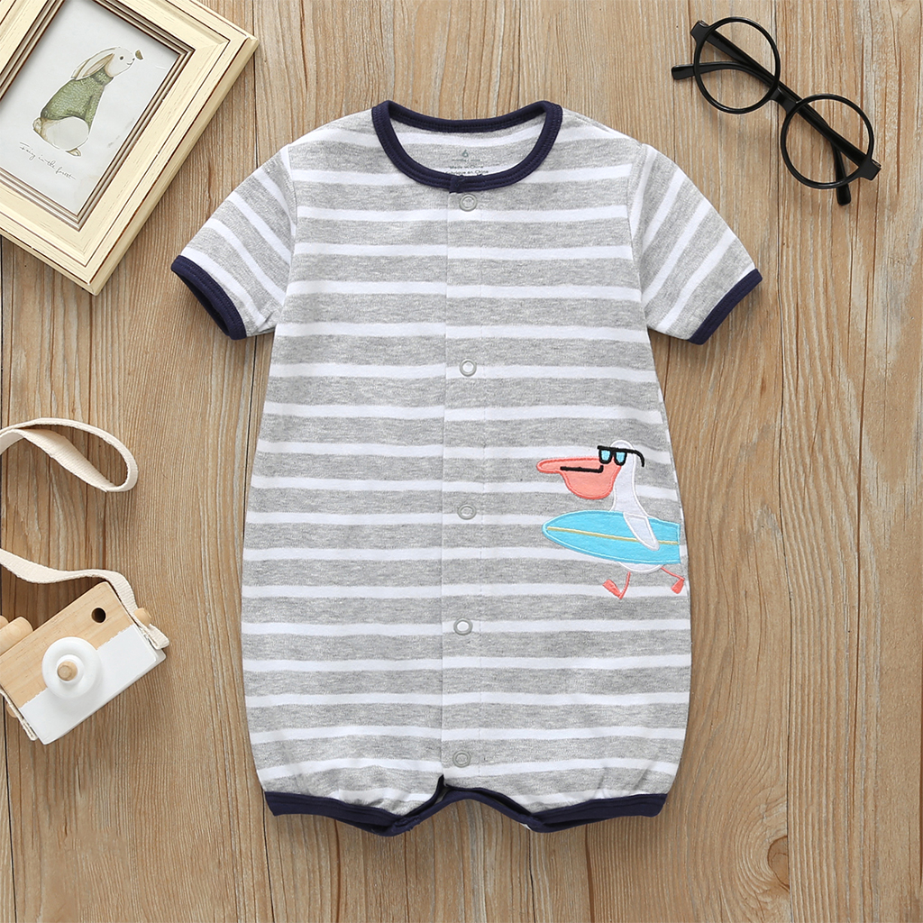 

Baby Boy Stripe Duck Print Short-sleeve Bodysuit