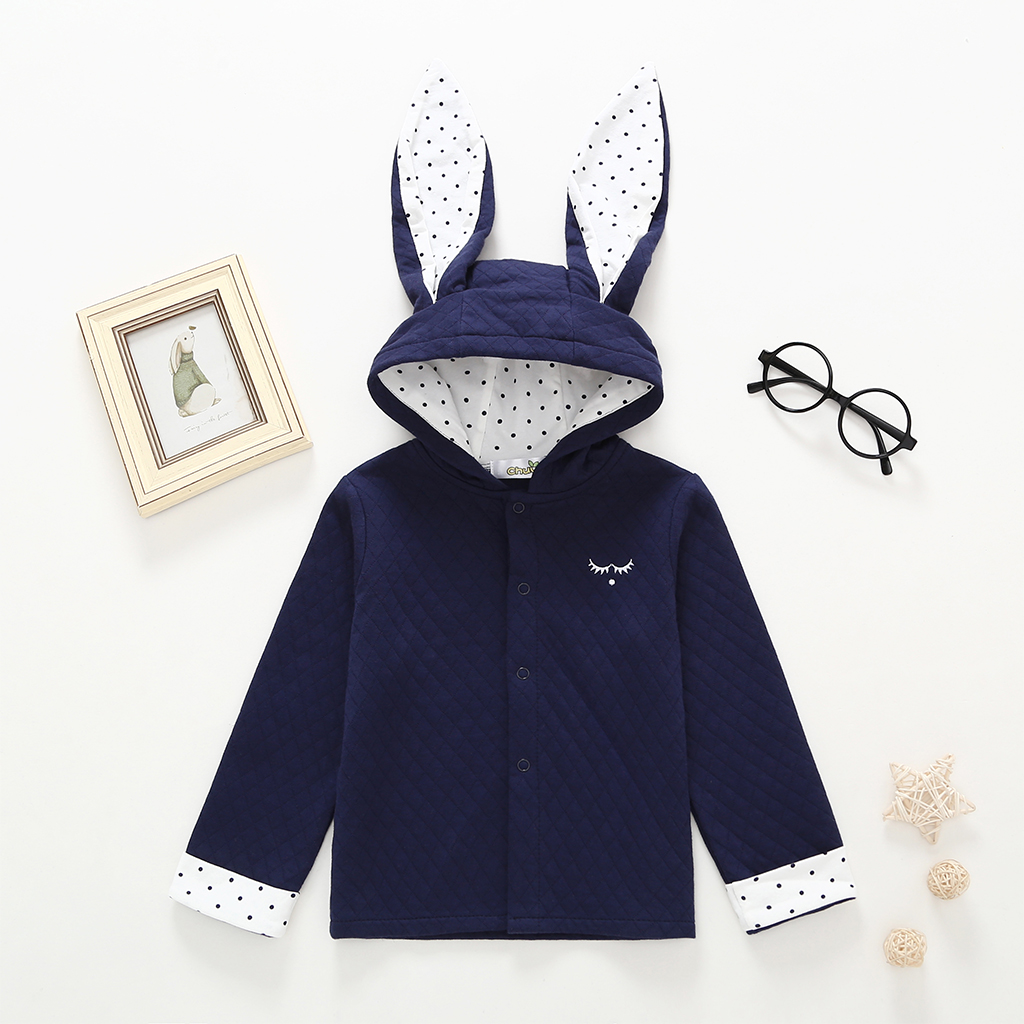 

Baby / Toddler Boy Polka dots Rabbit Ear Hooded Jacket