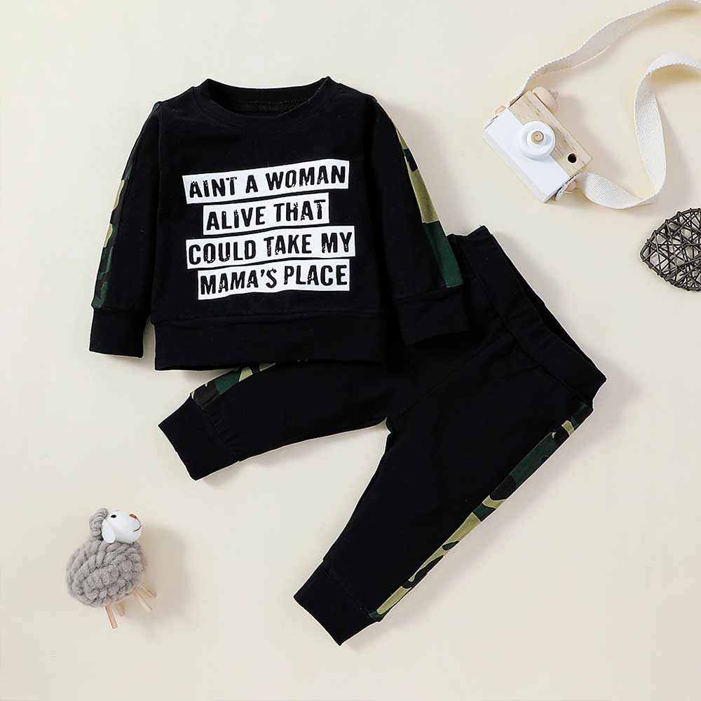 

2pcs Baby Boy Street style Letter Long-sleeve Cotton Baby's Sets