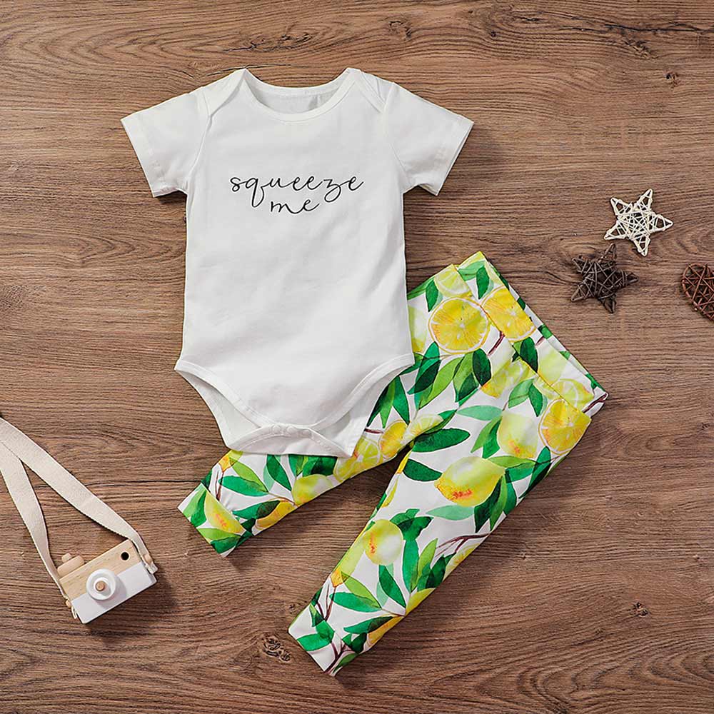 

2pcs Baby Unisex Short-sleeve Cotton Romper Sweet Lawyer Baby's Sets