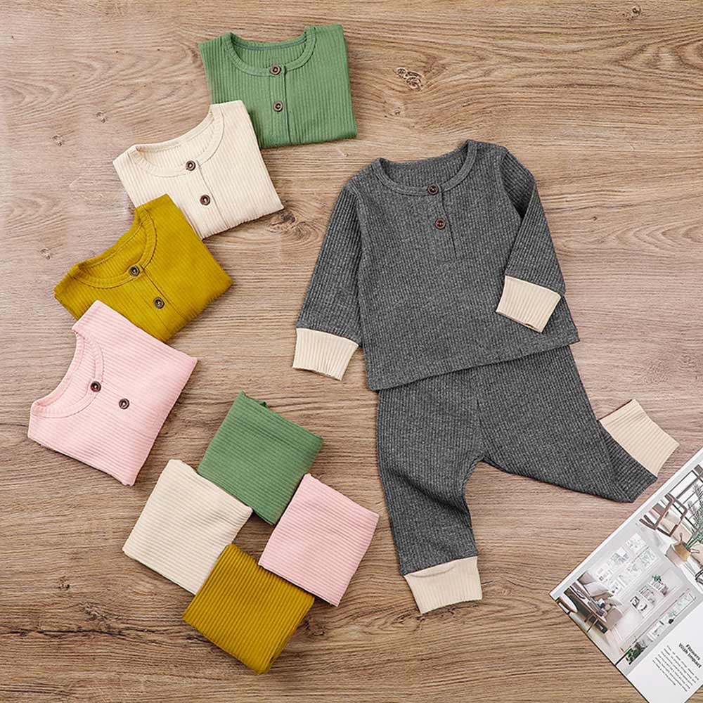 

2pcs Baby Unisex Long-sleeve Cotton casual Baby's Sets