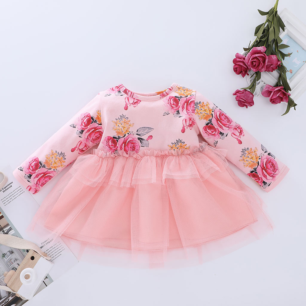 

1pc Baby Girl Long-sleeve Cotton Sweet Costumes & Formal Dresses & Tuxedos