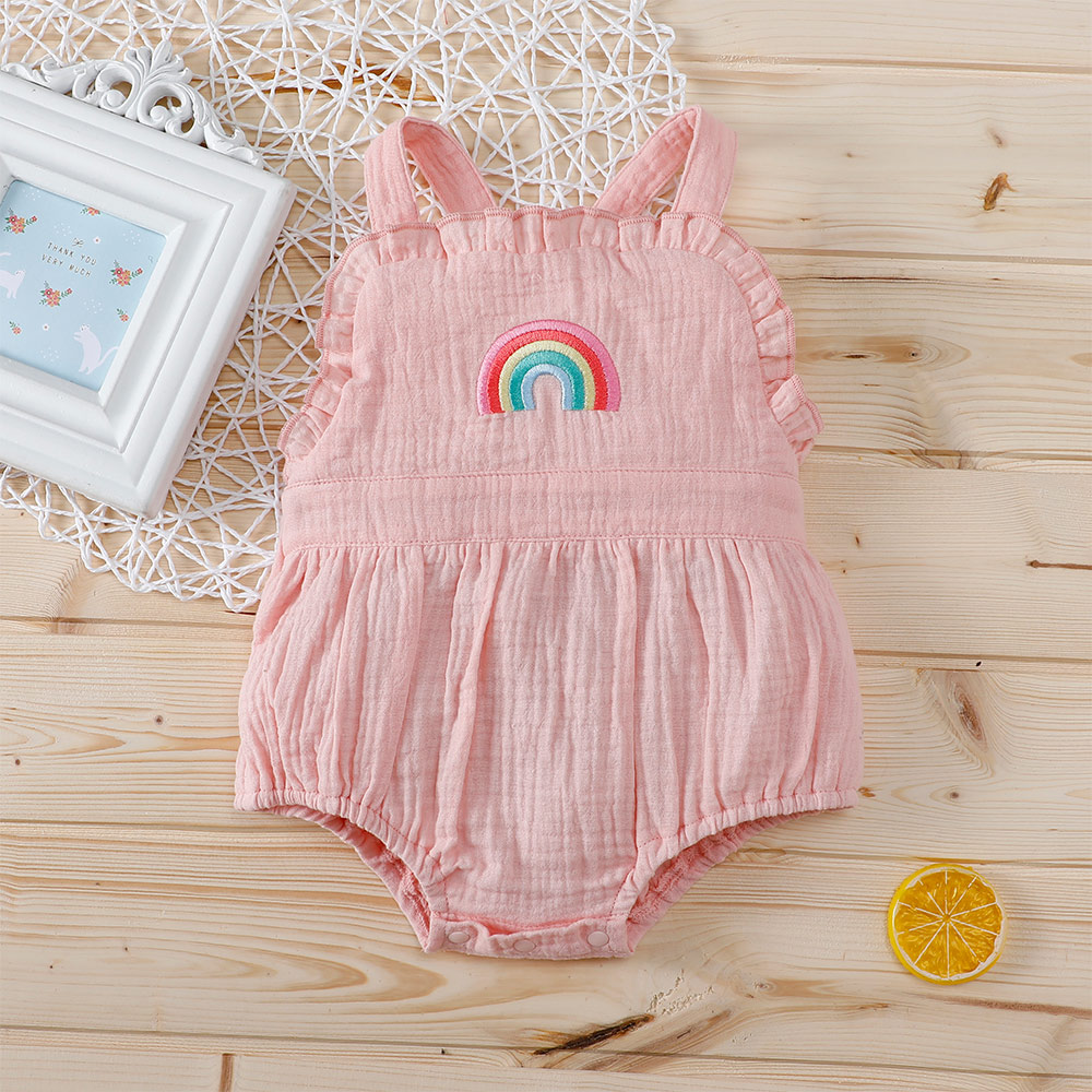

Baby Rainbow Embroidery Strappy Romper