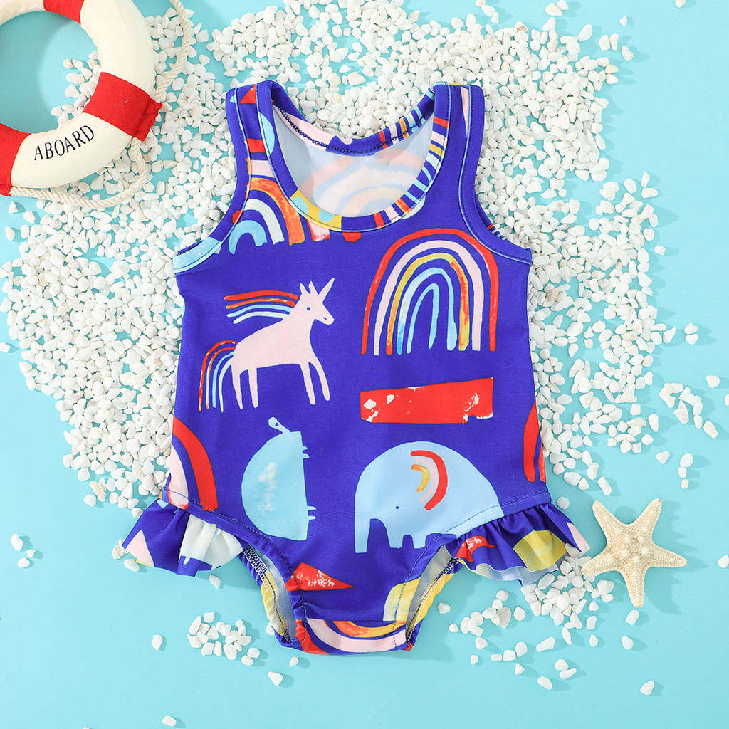 

1pcs Baby Girl Sleeveless Geometric Print Swimwear